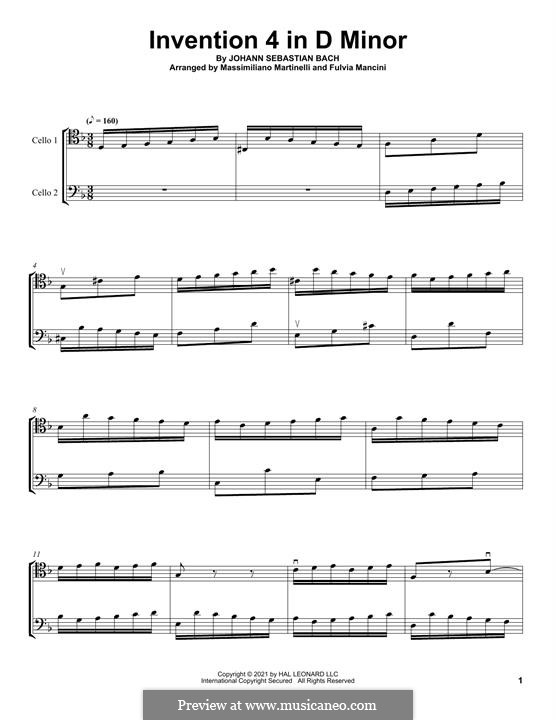 No.4 in d-moll, BWV 775: For two cellos (Mr & Mrs Cello) by Johann Sebastian Bach