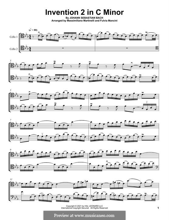 Nr.2 in c-moll, BWV 773: For two cellos (Mr & Mrs Cello) by Johann Sebastian Bach