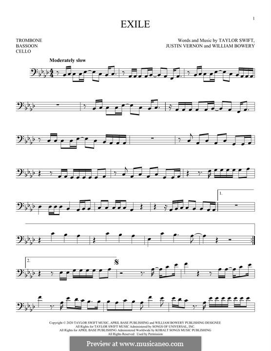 Exile (feat. Bon Iver): For trombone by Justin Vernon, Taylor Swift, William Bowery