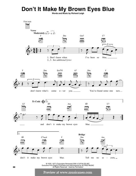 Don't It Make My Brown Eyes Blue (Crystal Gayle): Für Ukulele by Richard Leigh