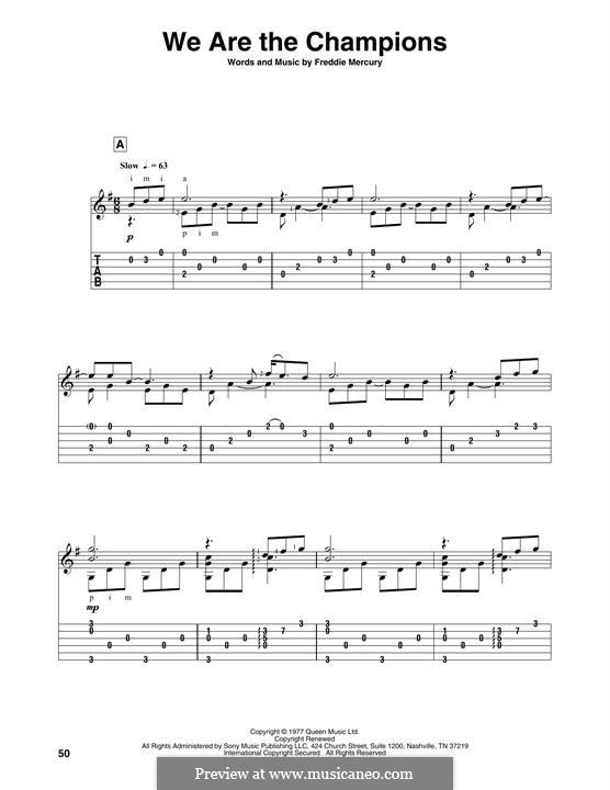 We are the Champions (Queen): Für Gitarre by Freddie Mercury