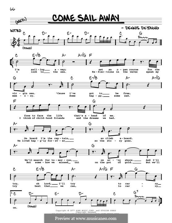 Come Sail Away (Styx): Melodische Linie by Dennis DeYoung