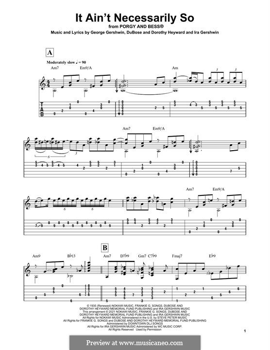 It ain't Necessarily So: Für Gitarre by George Gershwin