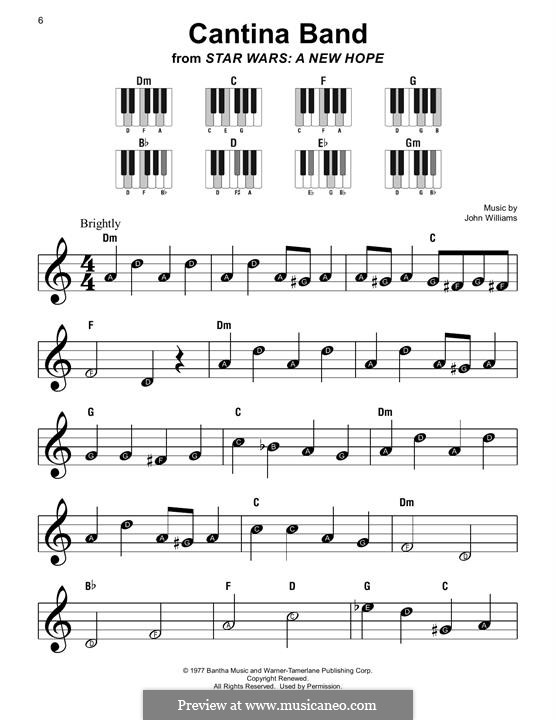 Cantina Band (from Star Wars: A New Hope): Für Klavier, leicht by John Williams