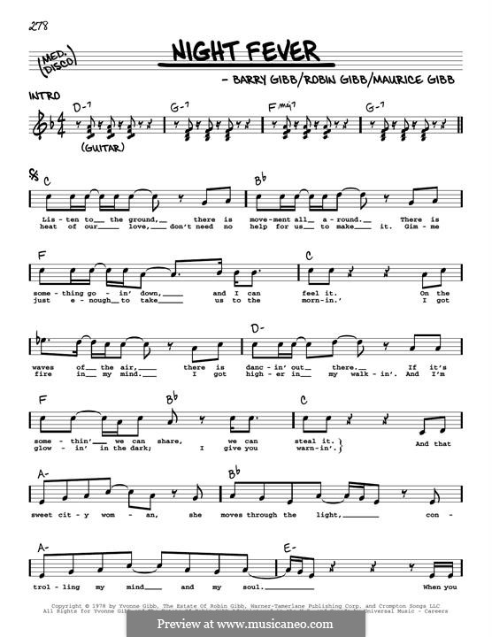 Night Fever (The Bee Gees): Melodische Linie by Barry Gibb, Maurice Gibb, Robin Gibb