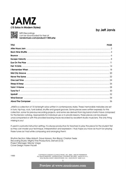 Jamz (15 Solos In Modern Styles): Bb Trumpet part by Jeff Jarvis