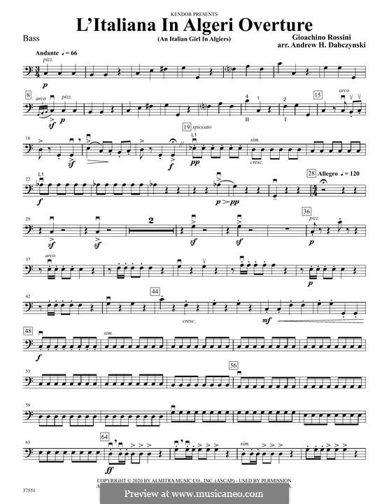 Die Italienerin in Algier: Overture – Bass part by Gioacchino Rossini