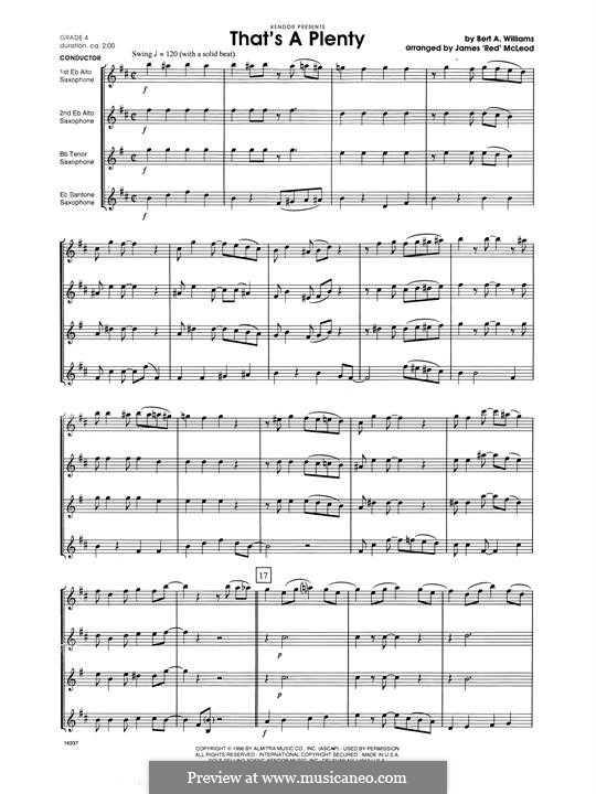 That's A Plenty: Vollpartitur by Bert Williams