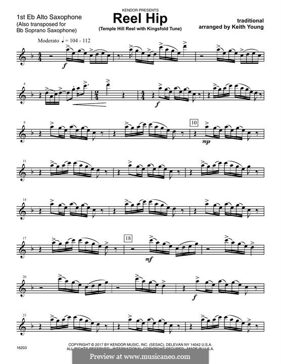 Reel Hip (Temple Hill Reel with Kingsfold Tune): 1st Eb Alto Saxophone part by folklore
