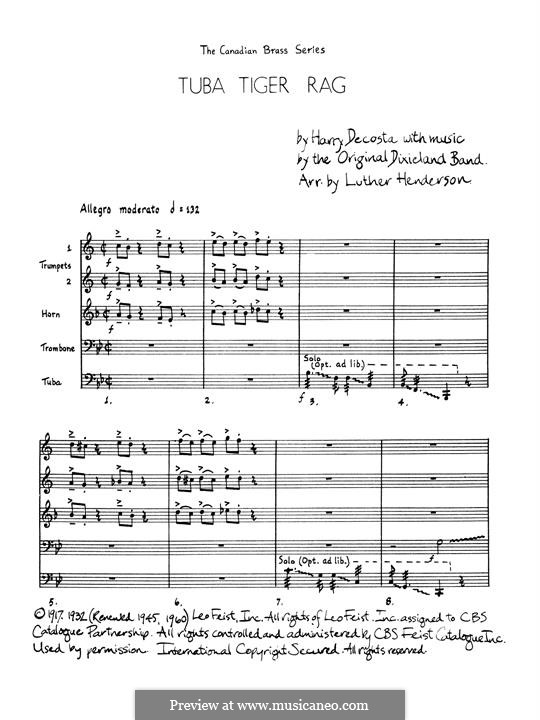 Tuba Tiger Rag: Vollpartitur by Unknown