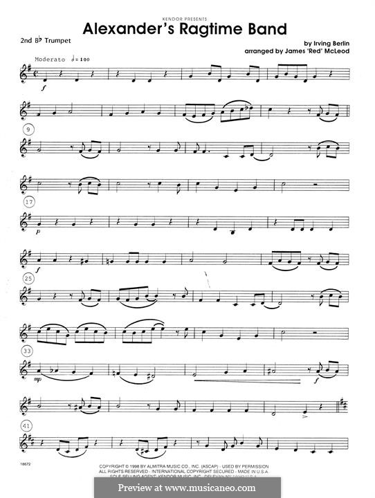 Alexander's Ragtime Band: Brass Ensemble version - 2nd Bb Trumpet part by Irving Berlin