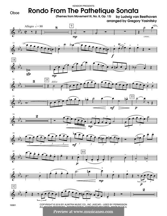 Teil III: Themes, for woodwind ensemble – oboe part by Ludwig van Beethoven