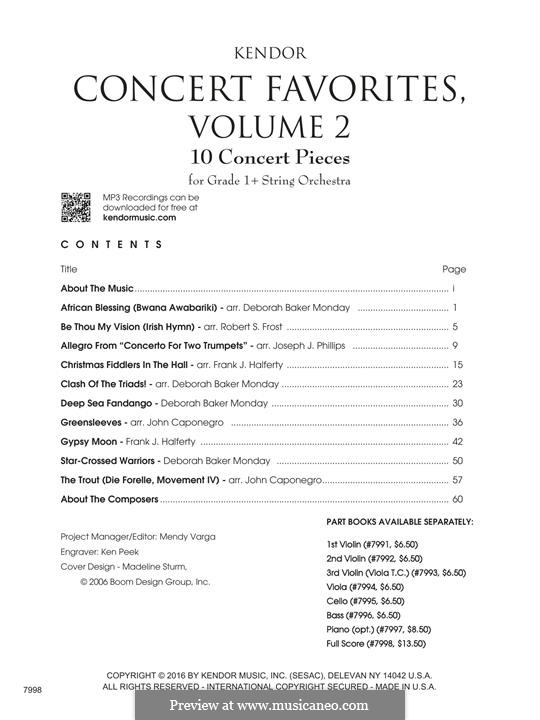 Kendor Concert Favorites, Volume 2: Vollpartitur by folklore