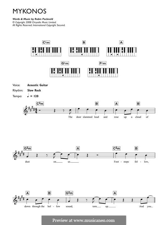 Mykonos (Fleet Foxes): Für Klavier by Robin Pecknold