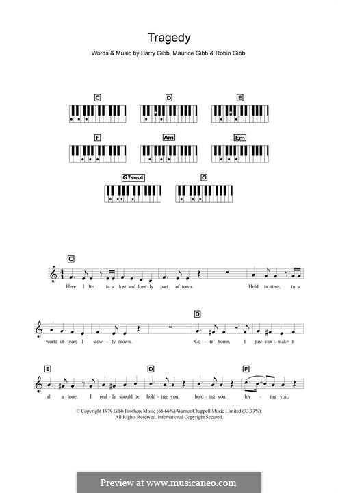 Tragedy (The Bee Gees): Für Klavier by Barry Gibb, Maurice Gibb, Robin Gibb