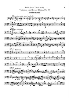 Variationen über Thema Rokoko, TH 57 Op.33: Kontrabassstimme by Pjotr Tschaikowski