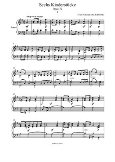 Sechs Kinderstücke, Op.72: Stück Nr.1 by Felix Mendelssohn-Bartholdy