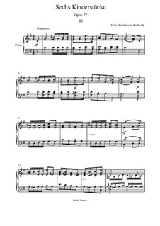 Sechs Kinderstücke, Op.72: Stück Nr.3 by Felix Mendelssohn-Bartholdy