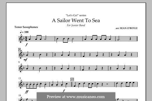 A Sailor Went To Sea: Tenor Saxophone part by Sean O'Boyle