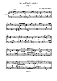Sechs Kinderstücke, Op.72: Piece No.6 by Felix Mendelssohn-Bartholdy