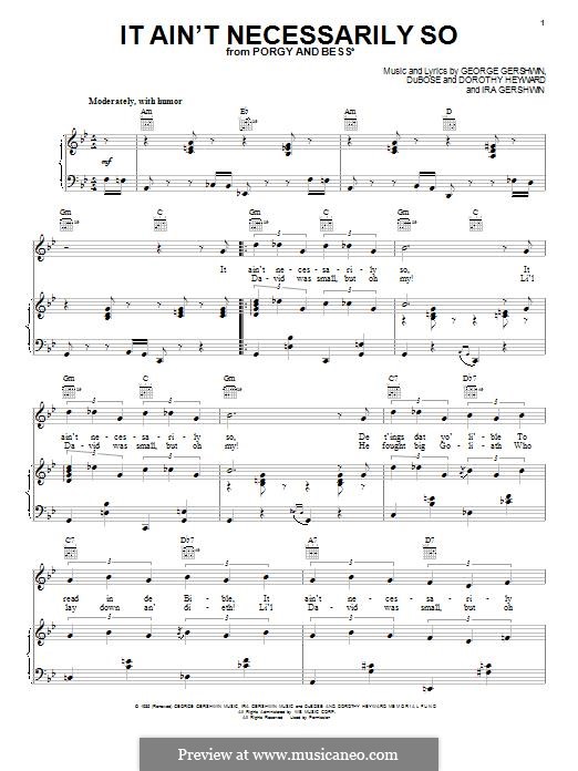 It ain't Necessarily So: Für Stimme und Klavier (oder Gitarre) by George Gershwin
