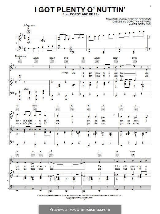 I Got Plenty O' Nuttin': Für Stimme und Klavier (oder Gitarre) by George Gershwin