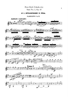 Suite Nr.1 in d-Moll, TH 31 Op.43: Klarinettenstimmen by Pjotr Tschaikowski