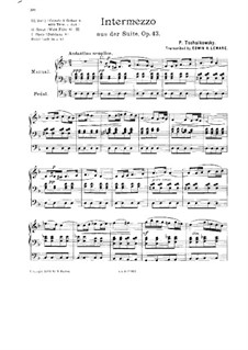 Suite Nr.1 in d-Moll, TH 31 Op.43: Nr.3 Intermezzo, für Orgel by Pjotr Tschaikowski