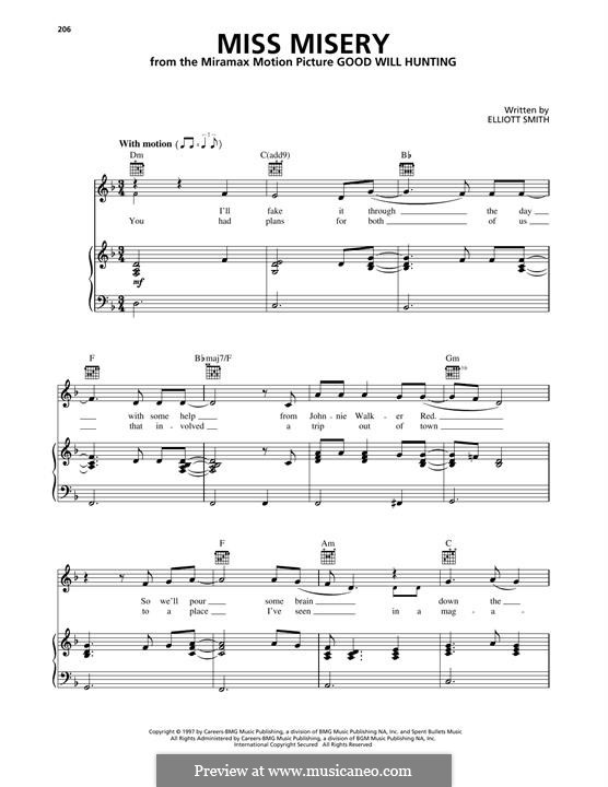 Miss Misery: Für Stimme und Klavier (oder Gitarre) by Elliott Smith