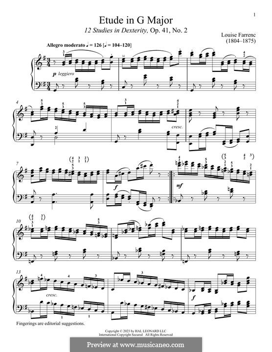 12 Studies in Dexterity, Op.41: No.2 Etude in G Major by Louise Farrenc