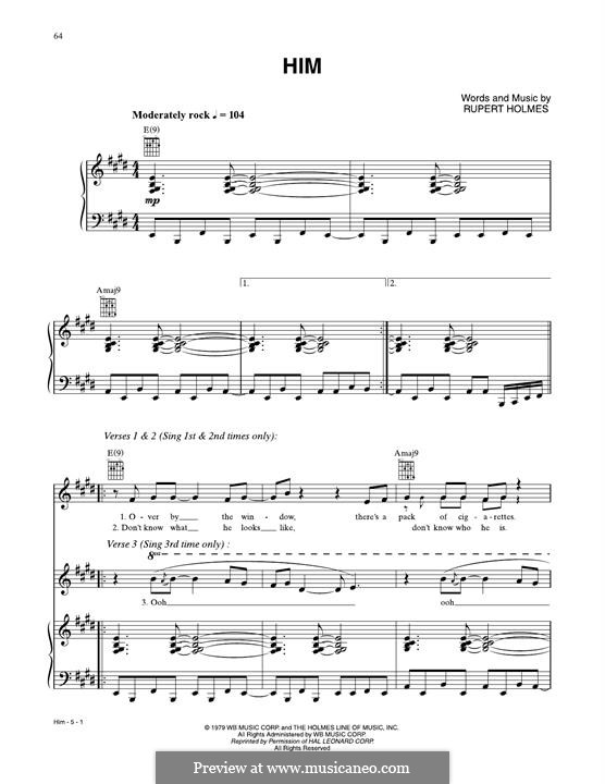 Him: Für Stimme und Klavier (oder Gitarre) by Rupert Holmes