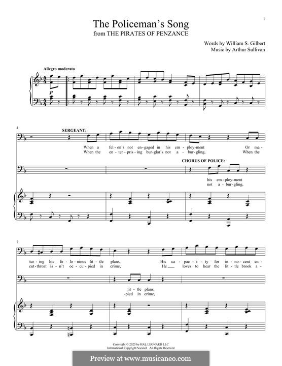 Policeman's Song: Für Stimme und Klavier by Arthur Sullivan