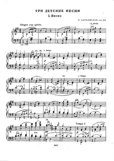 Sechzehn Lieder für Kinder, TH 104 Op.54: Nr.3, 4, 16, für Klavier by Pjotr Tschaikowski