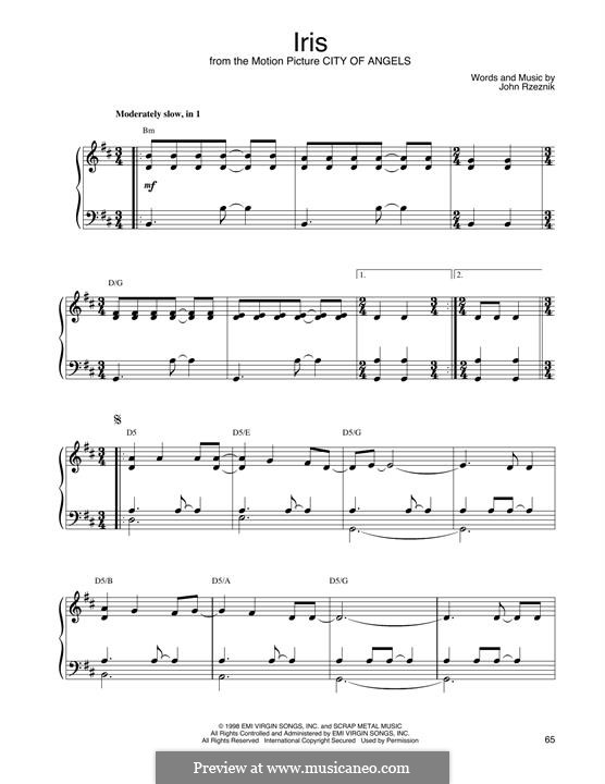 Iris (Goo Goo Dolls): Für Klavier by John Rzeznik