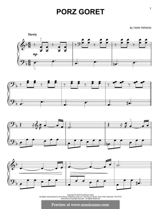 Porz Goret: Für Klavier by Yann Tiersen