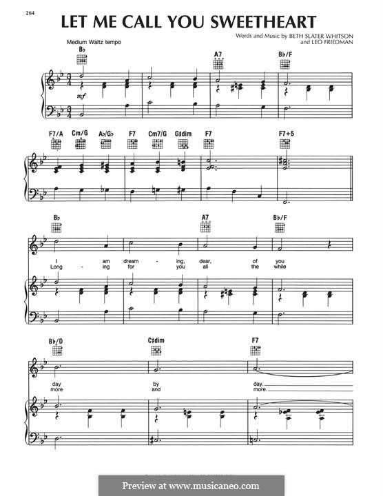 Let Me Call You Sweetheart: Für Stimme und Klavier (oder Gitarre) by Leo Friedman