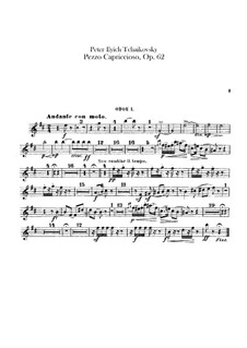 Pezzo Capriccioso für Cello und Orchestre, TH 62 Op.62: Oboenstimmen by Pjotr Tschaikowski