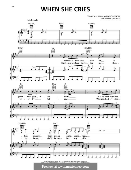 When She Cries (Restless Heart): Für Stimme und Klavier (oder Gitarre) by Marc Beeson, Sonny Lemaire