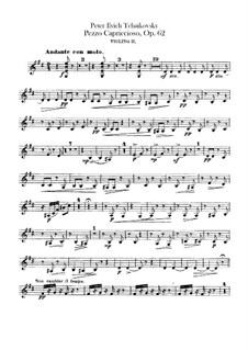 Pezzo Capriccioso für Cello und Orchestre, TH 62 Op.62: Violinstimmen II by Pjotr Tschaikowski