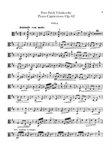 Pezzo Capriccioso für Cello und Orchestre, TH 62 Op.62: Bratschenstimme by Pjotr Tschaikowski