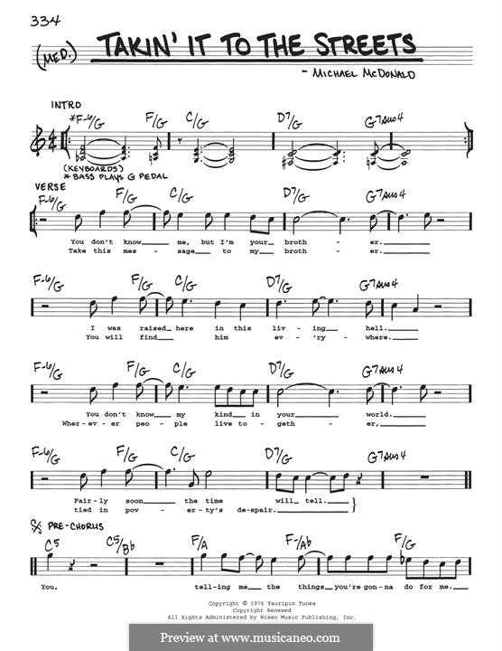 Takin' It to the Streets: Melodische Linie by Michael McDonald