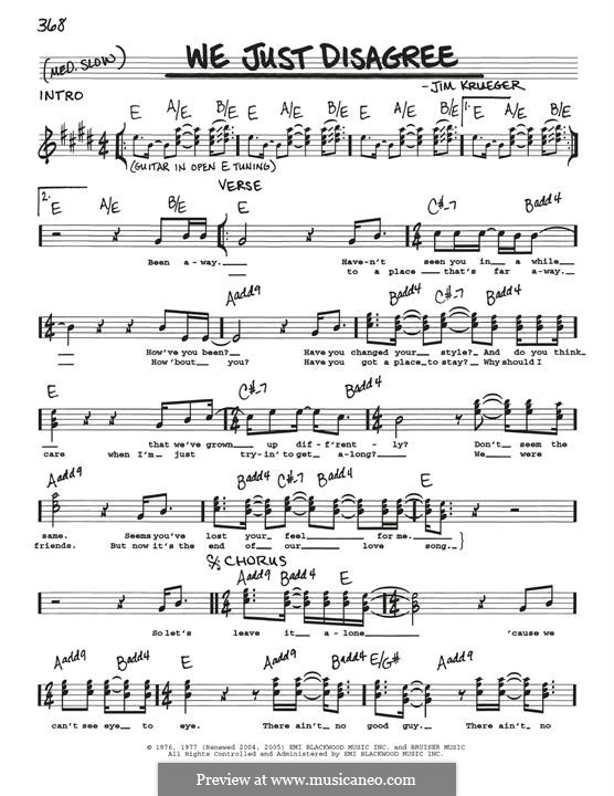 We Just Disagree (Dave Mason): Melodische Linie by Jim Krueger