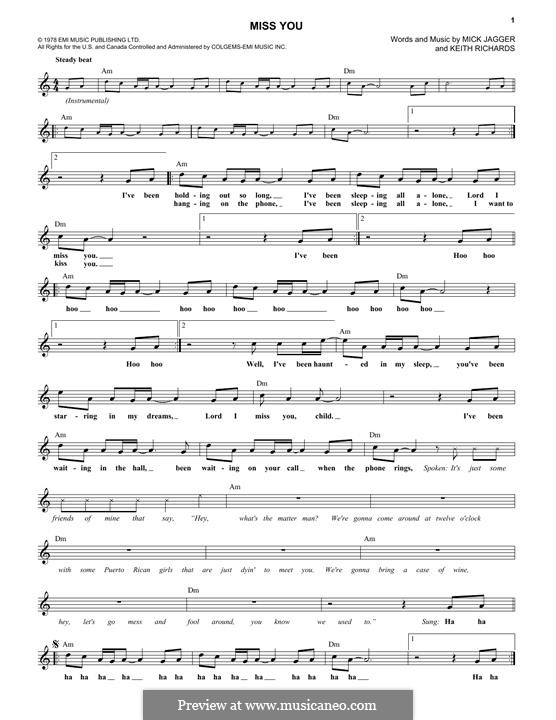 Miss You (The Rolling Stones): Für Keyboard by Keith Richards, Mick Jagger