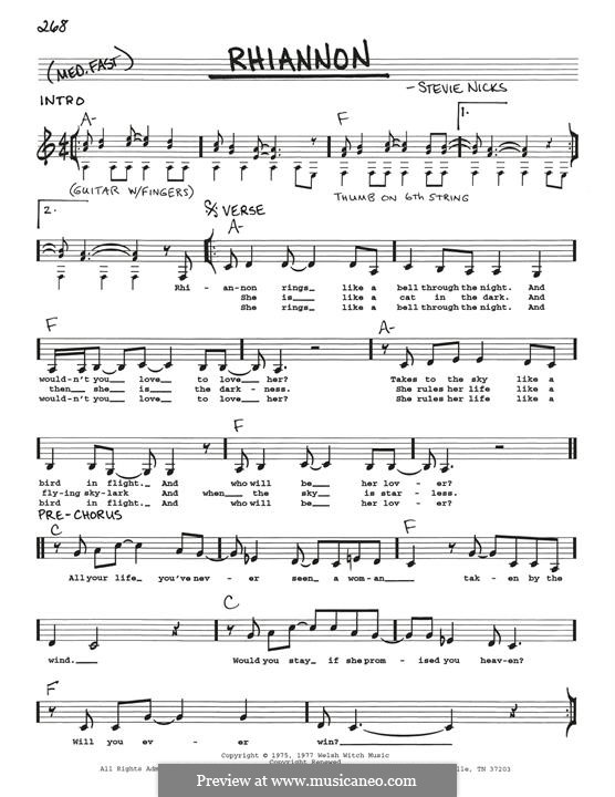 Rhiannon (Fleetwood Mac): Melodische Linie by Stevie Nicks