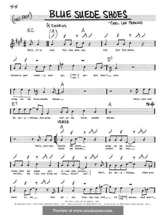 Blue Suede Shoes (Elvis Presley): Melodische Linie by Carl Lee Perkins