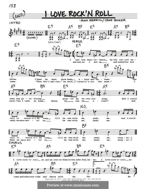 I Love Rock 'n Roll: Melodische Linie by Alan Merrill, Jake Hooker