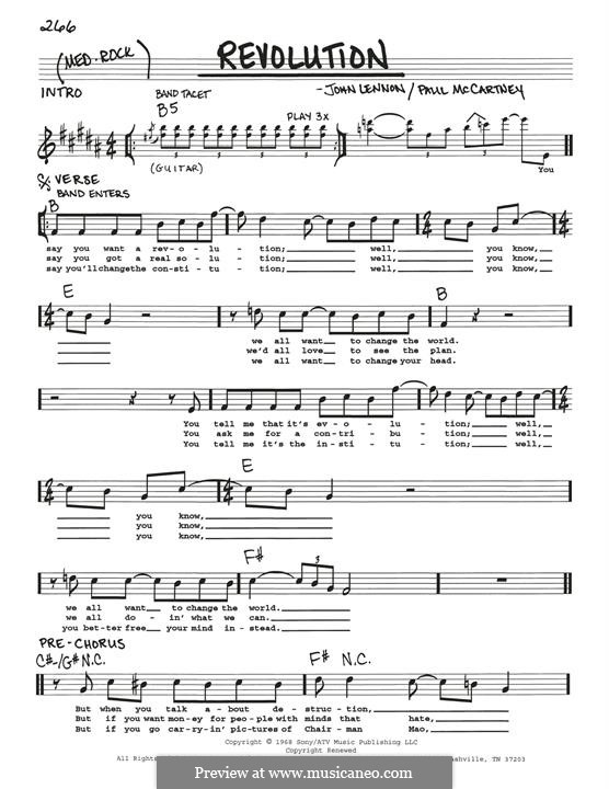 Revolution (The Beatles): Melodische Linie by John Lennon, Paul McCartney
