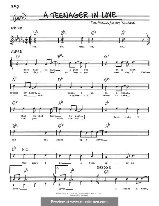 A Teenager in Love (Dion and The Belmonts): Melodische Linie by Doc Pomus, Mort Shuman