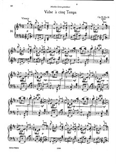 Achtzehn Stücke für Klavier, TH 151 Op.72: No.16 Valse á cinq Temps by Pjotr Tschaikowski