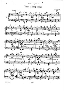 Achtzehn Stücke für Klavier, TH 151 Op.72: No.16 Valse á cinq Temps by Pjotr Tschaikowski